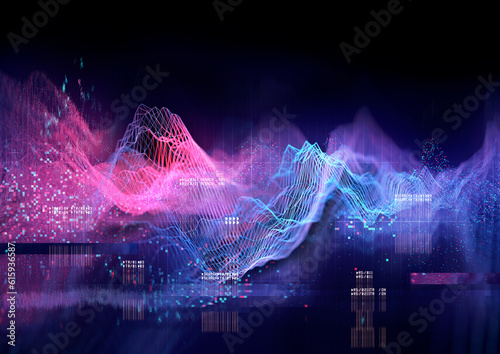 Abstract Visualization of data and technology in graph form. 3D Illustration