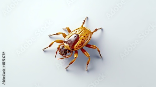 Illustration of a realistic tick isolated. Beetle mite isolated. 3d illustration of a tick closeup. Dangerous beetle parasite mite. Generative ai.