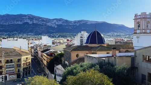 High-angle view of the cityscape in Denia, Alicante, Spain photo