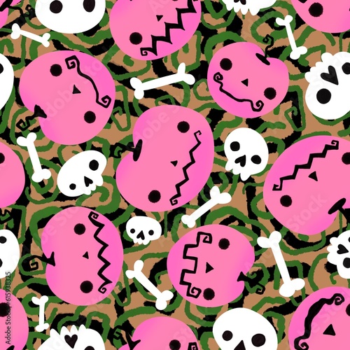 Halloween seamless pumpkins pattern for fabrics and wrapping paper and clothes print