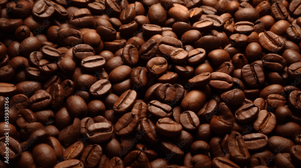 Fototapeta premium Flat lay of coffee beans. IA generative.