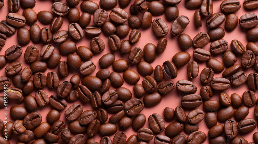 Fototapeta premium Flat lay of coffee beans. IA generative.