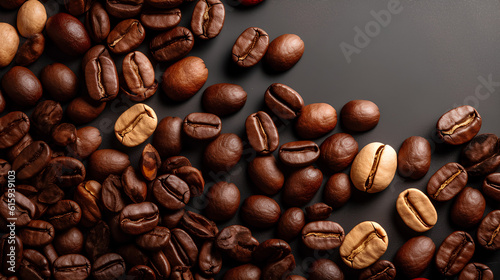 Flat lay of coffee beans. IA generative.
