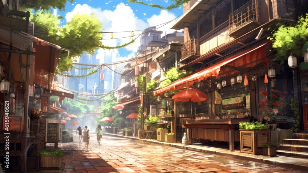 Anime Game Art Background Wallpaper Stock Illustration | Adobe Stock