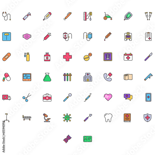 Vector of Medical Icon Set Color. Perfect for user interface, new application.