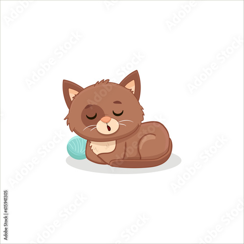 Cute cartoon sleeping kitten. Vector illustration