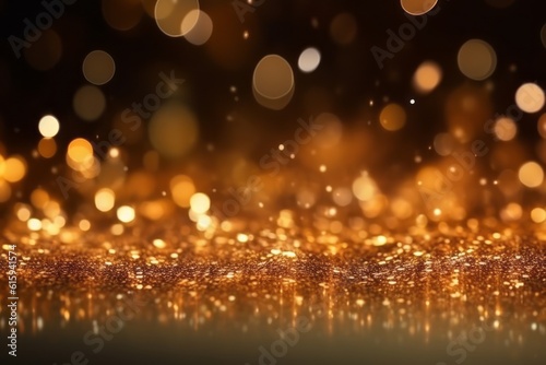 Abstract grunge background with gold glitter defocused. Generative Ai