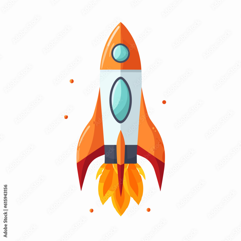 Space rocket with flame on white background, vector Space rocket with flame on white background, vector