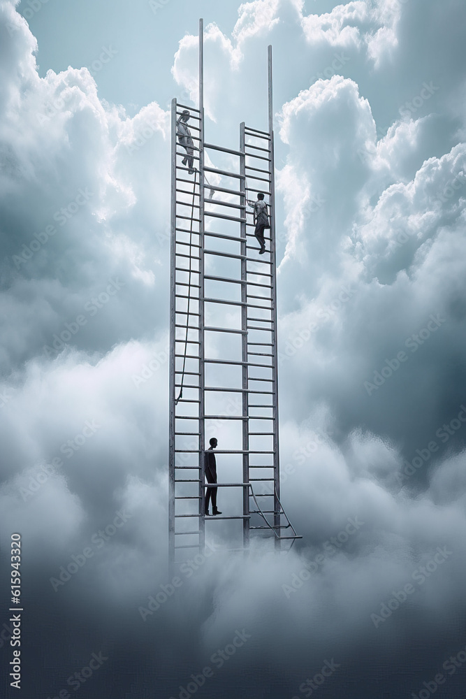 climbing a ladder to success ai generated