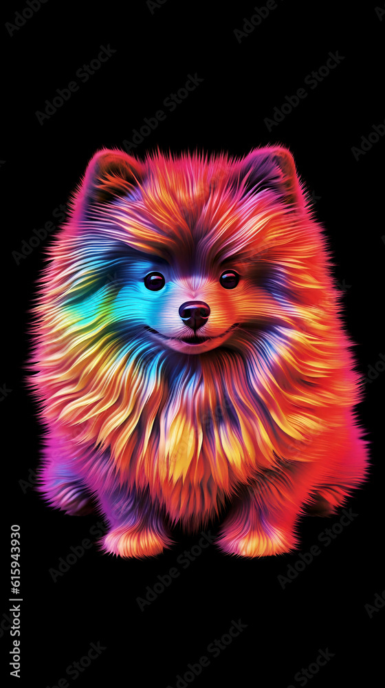 Pomeranian statue, holographic, interior design