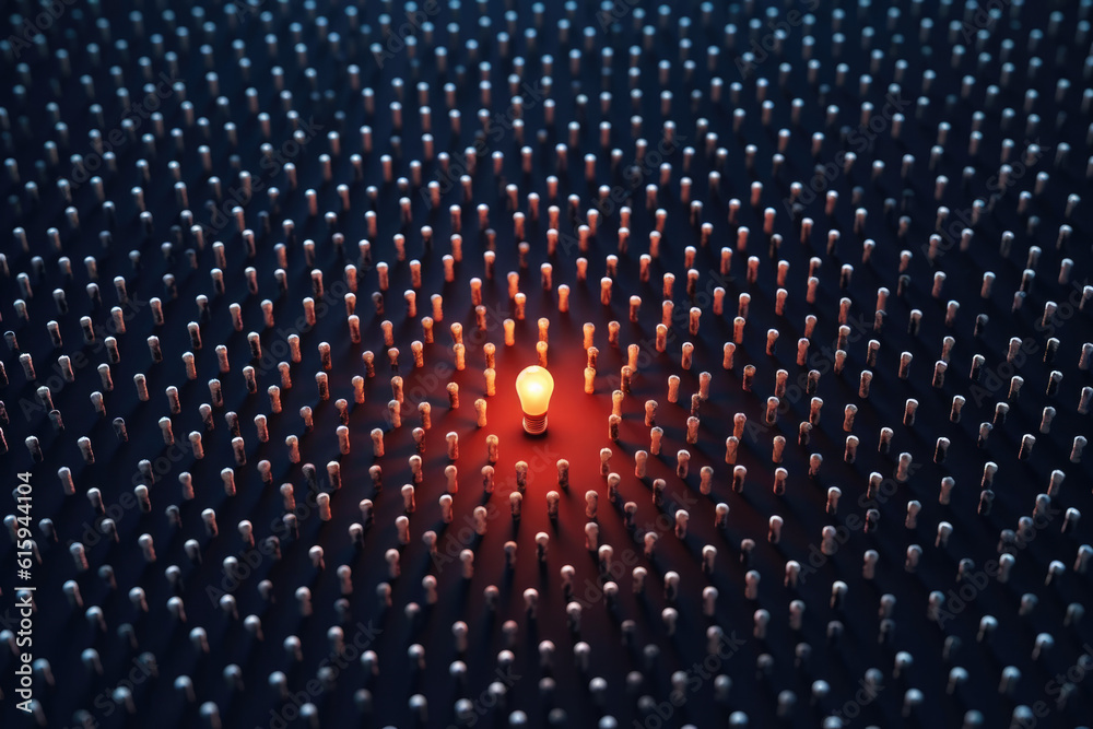 Bulb Being unique and different concept standing out in the crowd(00)