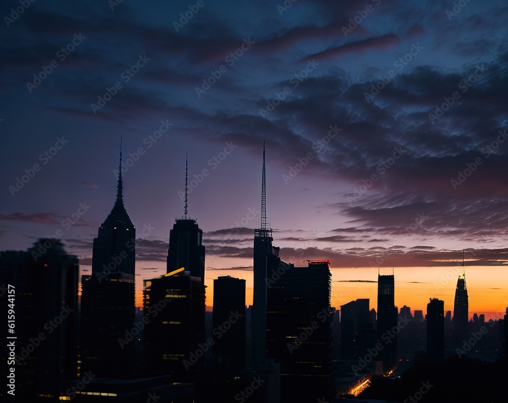 new york city skyline at dusk 