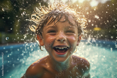 cute kid swimming ai generated © Djomas