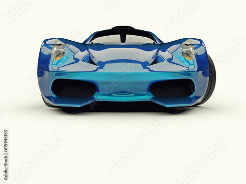Blue racing concept car. Image of a car on a white background. 3d rendering