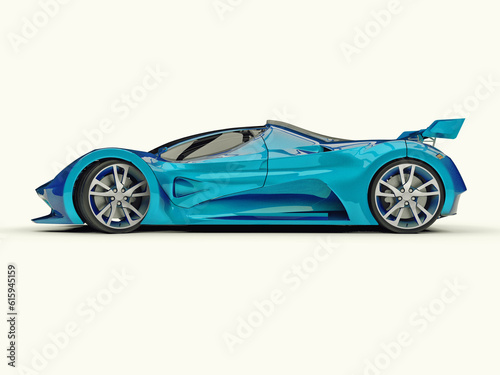 Blue racing concept car. Image of a car on a white background. 3d rendering © Designpics