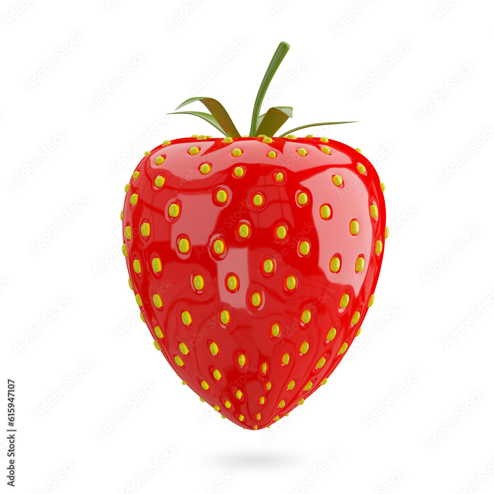 3D Illustration Red Strawberry on a White Background 3D Illustration Red Strawberry on a White Background