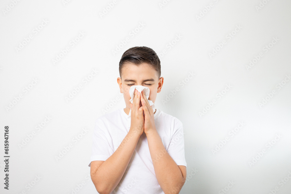 white boy gets sick and blows his nose into a white napkin white boy gets sick and blows his nose into a white napkin