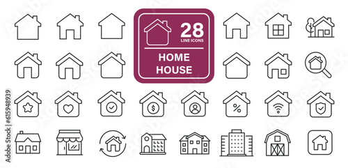 Home, house line icons. Editable stroke. For website marketing design, logo, app, template, ui, etc. Vector illustration.
