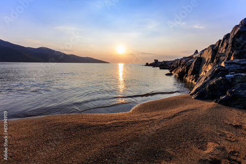 Stratoni at coast of the Chalkidiki peninsula in Northern Greece photo