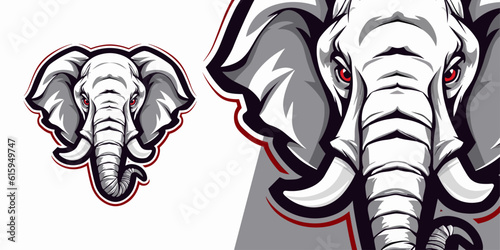 Fierce Elephant Emblem: Striking Vector Illustration for Athletic and Gaming Groups