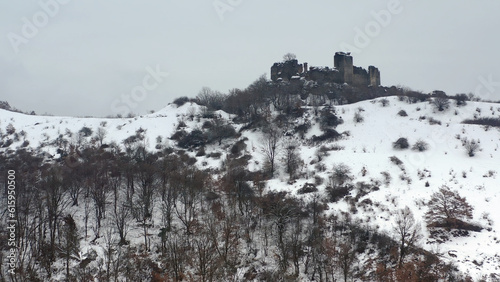 Medieval citadel in winter - establishing shot