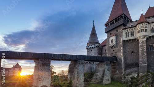 Old castle in Transylvania at sunrise