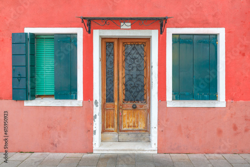 Colorful house on The Burano island near Venice, Italy, Europe.