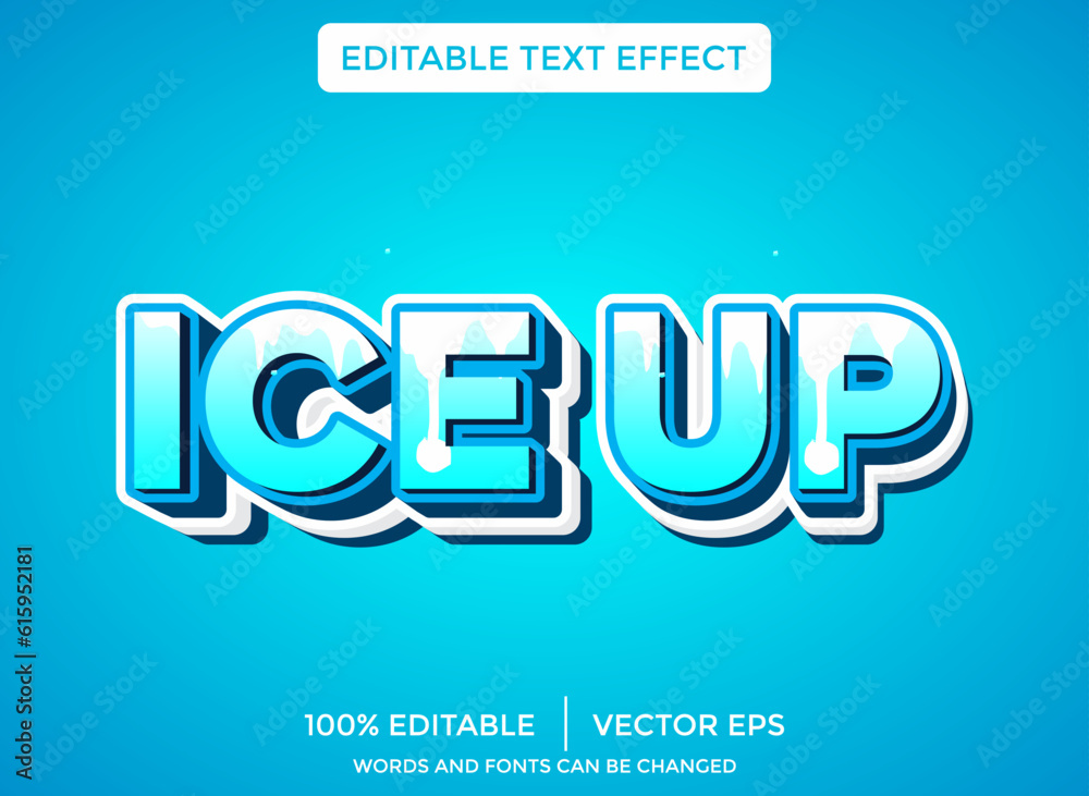 blue ice theme 3D editable text effect template