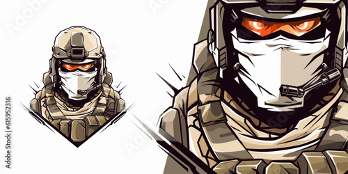 Elite Army Soldier Logo: Powerful Illustration Vector for Sport and E-Sport Teams