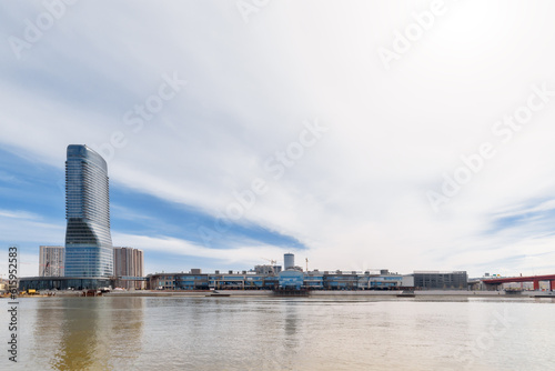 View at Belgrade Waterfront buildings at Sava river.
