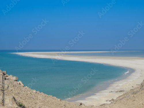 Panorama of Qalansiyah white sand beach  Soqotra island  Yemen