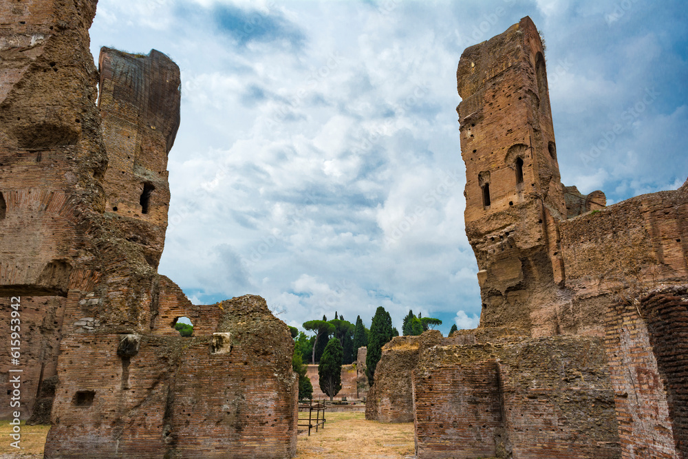 Ruins of the Baths of Caracalla (Terme di Caracalla), one of the most important baths of Rome at the time of the Roman Empire.