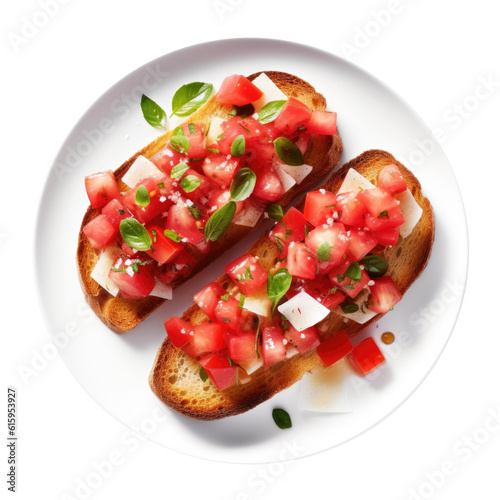 Delicious Plate of Bruschetta Isolated on a Transparent Background. photo