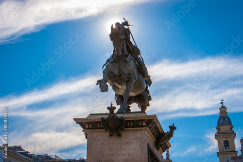 HDR picture of the bronze statue of Emanuele Filiberto di Savoia, Turin, Italy photo