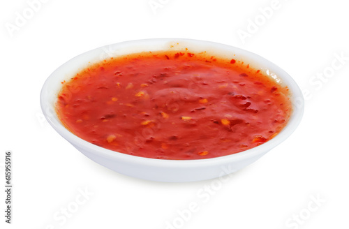 red hot chilli sauce isolated on a white background