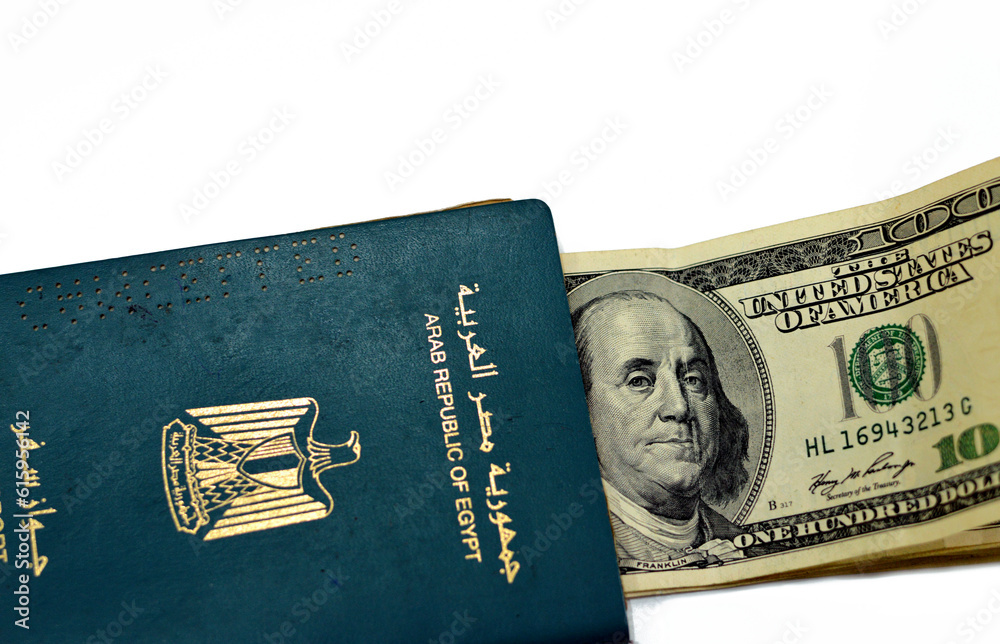 Egyptian Passport With American Dollars Of 100 One Hundred United egyptian-passport-with-american-dollars-of-100-one-hundred-united
