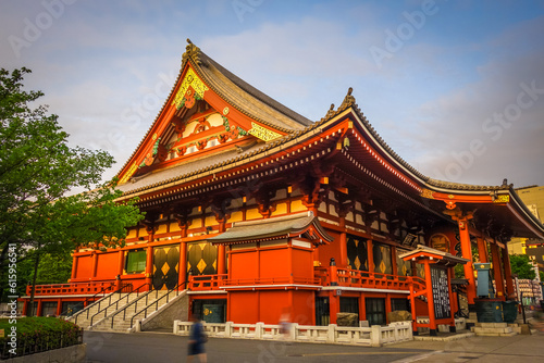 Senso-ji Kannon temple Hondo at sunset  Tokyo  Japan