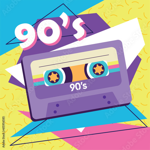 Isolated cassette tape Nostalgic retro background Vector illustration