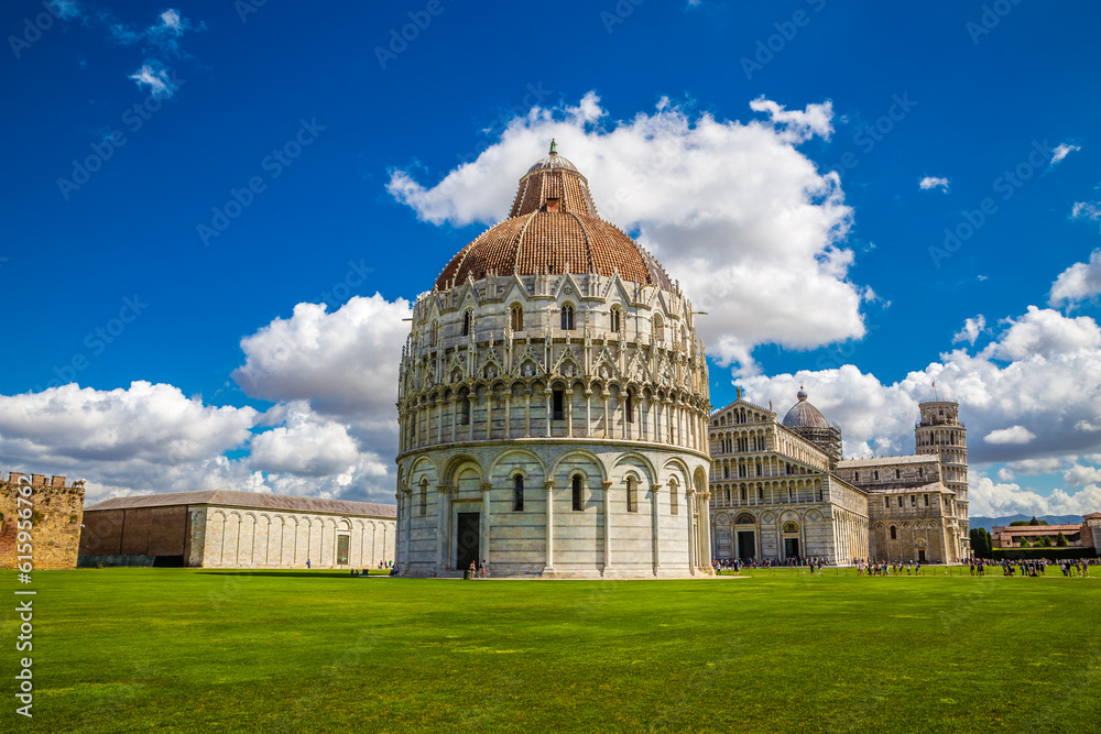 Piazza dei Miracoli (Square of Miracles) - Baptistery, Cathedral And The Leaning Tower - Pisa, Italy, Europe