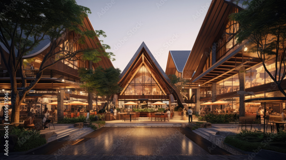 concept of Thai modern architecture market and department store concept of Thai modern architecture market and department store