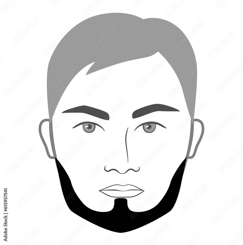 Brett Beard style men in face illustration Facial hair. Vector grey black portrait male Fashion template flat barber collection set. Stylish hairstyle isolated outline on white background. Brett Beard style men in face illustration Facial hair. Vector grey black portrait male Fashion template flat barber collection set. Stylish hairstyle isolated outline on white background.