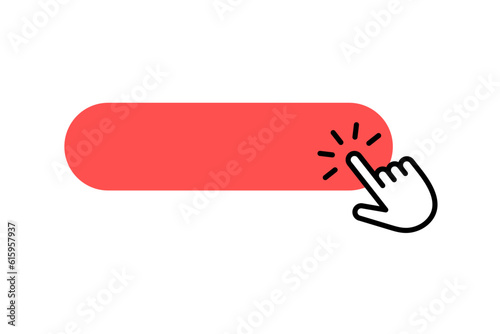 Vector blank button with clicking cursor.