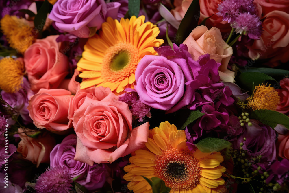 vibrant bouquet background created with Generative AI technology