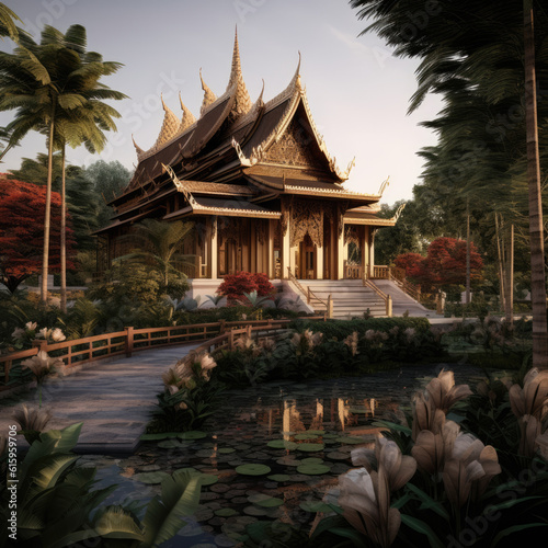 An enchanting Thai modern architecture created with Generative AI technology © Poprock3d