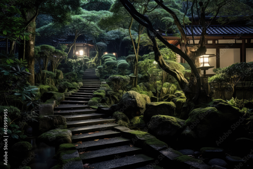 japanese garden in the night