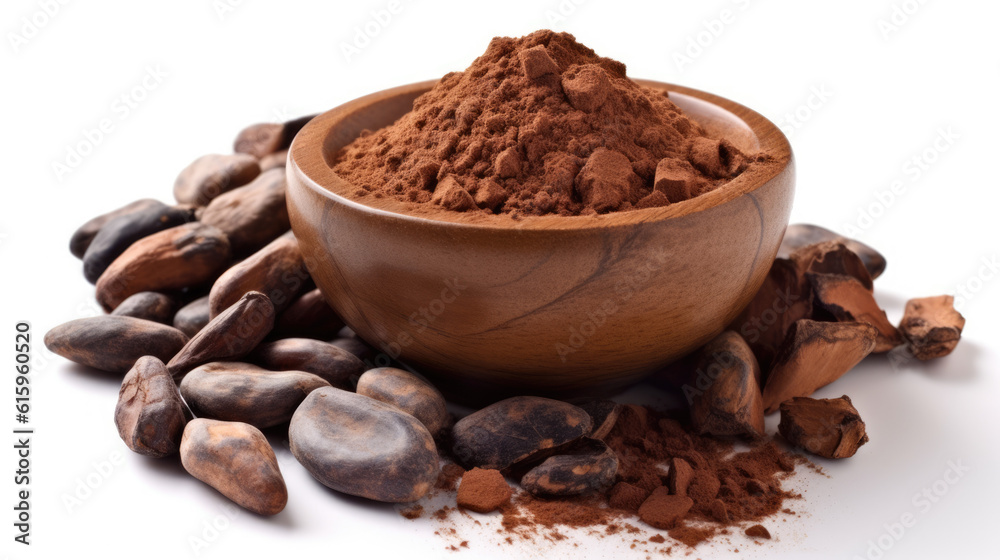 cocoa chocolate and powder isolated cocoa chocolate and powder isolated