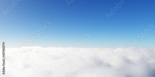 Blue sky and white clouds 3D render