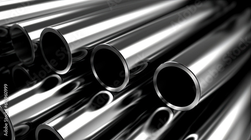 Photo Stainless steel pipes at the factory