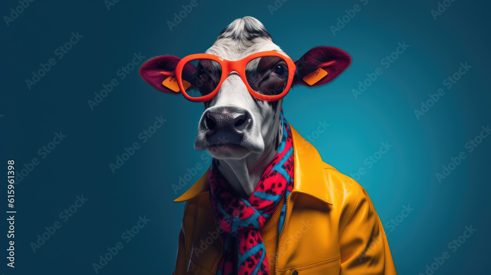 portrait of Cow's Fashion and style created with Generative AI technology