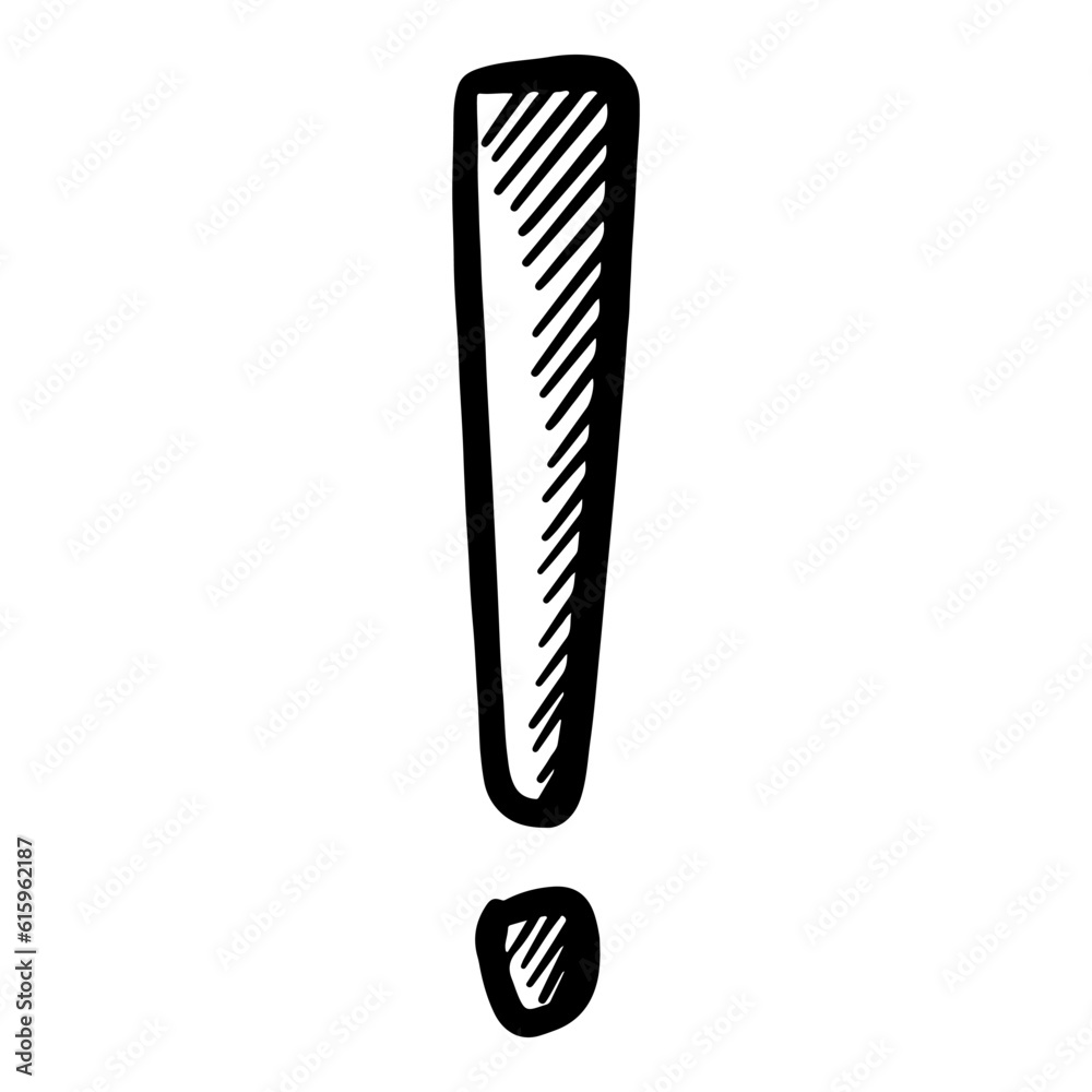 Doodle sketch style of Hand drawn exclamation point vector illustration.